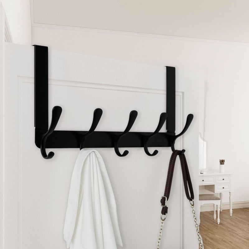 WEBI Over The Door Hooks for Hanging,Door Hanger,Over The Door Towel Rack Coat Rack Towel Hanger for Coats,Clothes,Bathroom,Black,2 Packs - Image 4